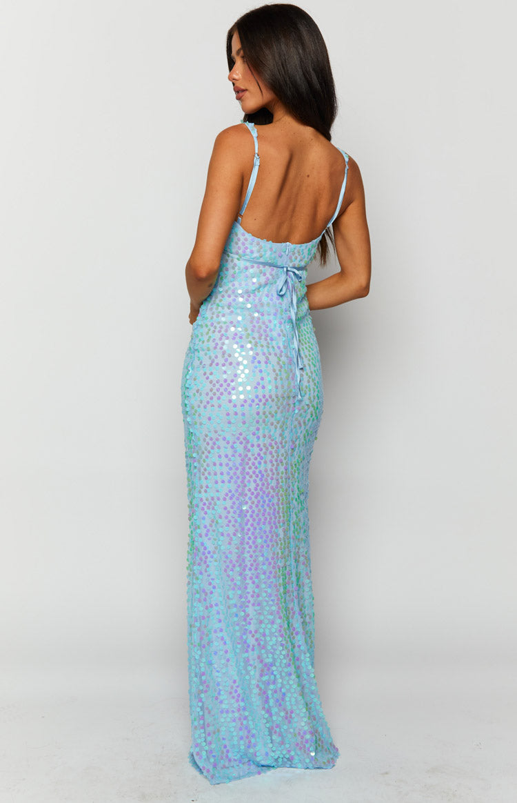 Nova Blue Sequin Maxi Dress Image