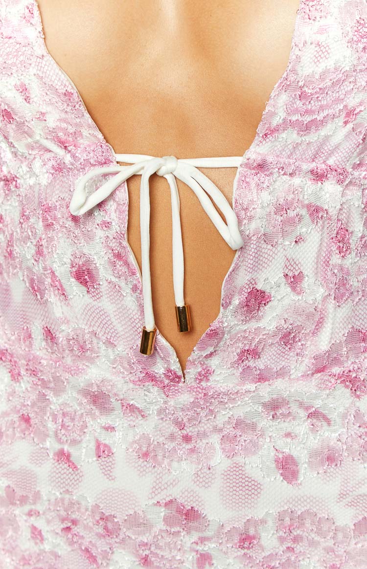Novalie Pink Lace Mini Dress Image