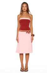 Orlanda Pink Contrast Bind Midi Skirt