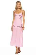 Oaklee Light Pink Embroidered Midi Dress Image