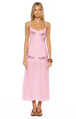 Oaklee Light Pink Embroidered Midi Dress Image