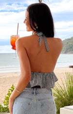 Opolo Black Gingham Crop Top Image