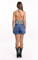 Opolo Black Gingham Crop Top Image