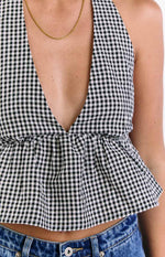 Opolo Black Gingham Crop Top Image