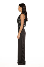 Orla Black Satin Straight Leg Pants