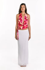 Ostara Yellow Orchid Cowl Neck Tie Top