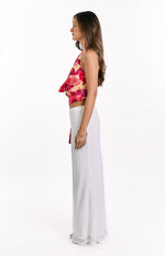 Ostara Yellow Orchid Cowl Neck Tie Top