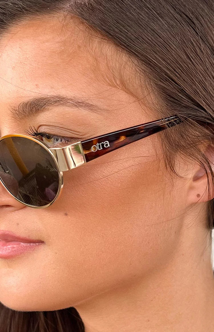 Otra Eyewear Echo Gold Tortoiseshell Round Sunglasses