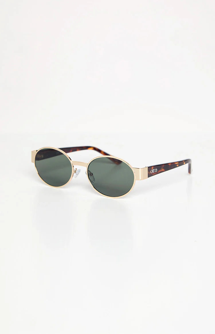 Otra Eyewear Echo Gold Tortoiseshell Round Sunglasses