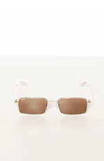 Otra Eyewear Ila Gold Brown Square Metal Frame Sunglasses