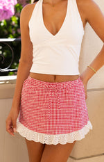 Ottilie Red Gingham Mini Skirt Image