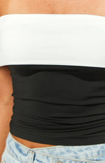 Paige Off Shoulder Black And White Contrast Top Image