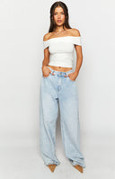 plain white off shoulder top