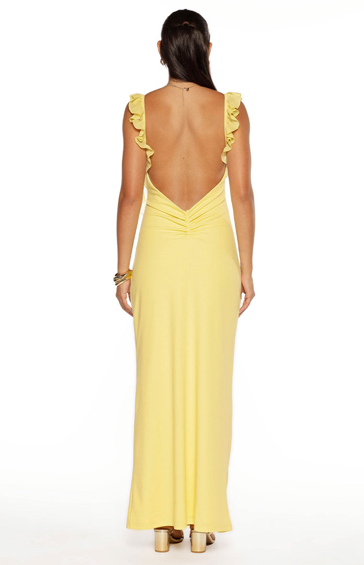 Paolma Yellow Ruffle Formal Maxi Dress Image