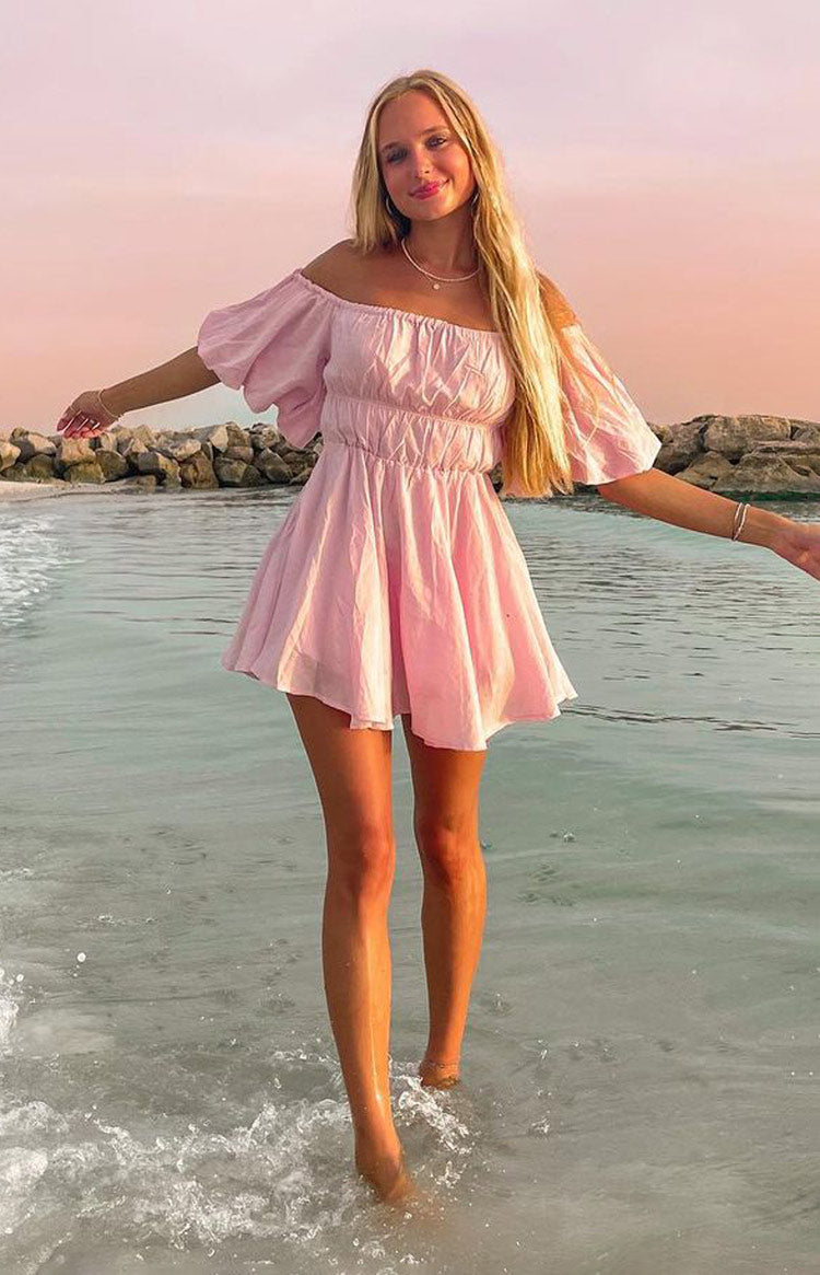 Paradise Puff Sleeve Dress Pink Image