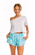 Paros Blue Beaded Mini Shorts