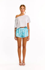 Paros Blue Beaded Mini Shorts