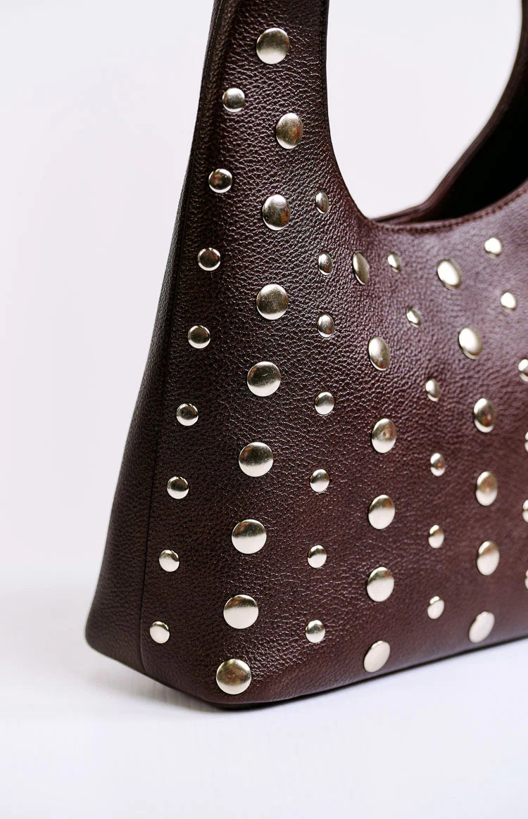 Peta & Jain Jenni Chocolate Pebbled Studded PU Bag