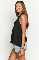 Petie Black Linen Blend Top Image