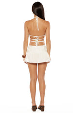 Peyton White Ruched Mini Skirt