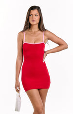 Phoebe Red Contrast Knit Mini Dress Image