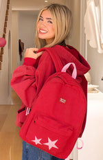 Pink Star Burgundy Backpack