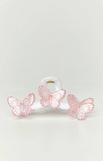 Pink Iridescent Butterfly Claw Clip
