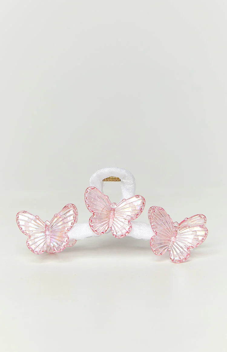 Pink Iridescent Butterfly Claw Clip