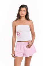 Pippen White Floral Beaded Strapless Top Image