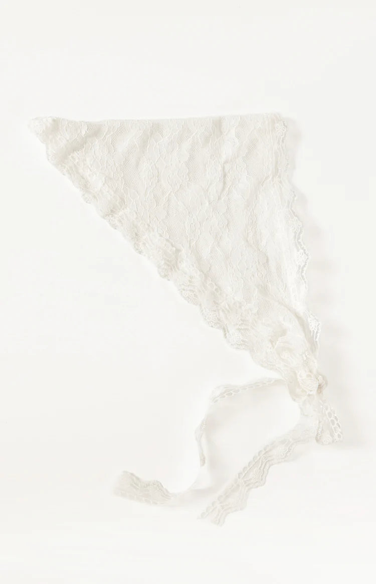 Priscille White Lace Triangle Scarf