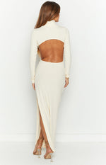 Quincy Beige Open Back Midi Dress Image