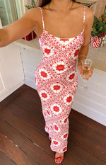 Renesmee Red Tile Print Maxi Dress Image