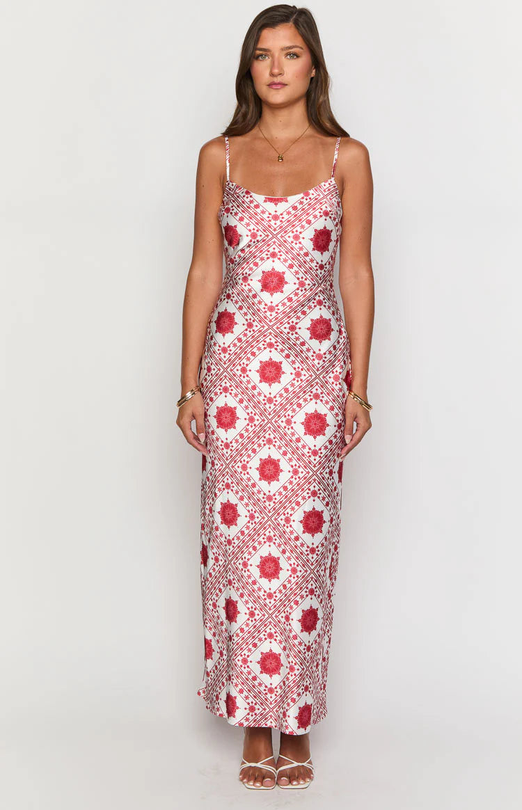 Renesmee Red Tile Print Maxi Dress