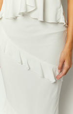 Raleigh White Ruffle Maxi Skirt Image