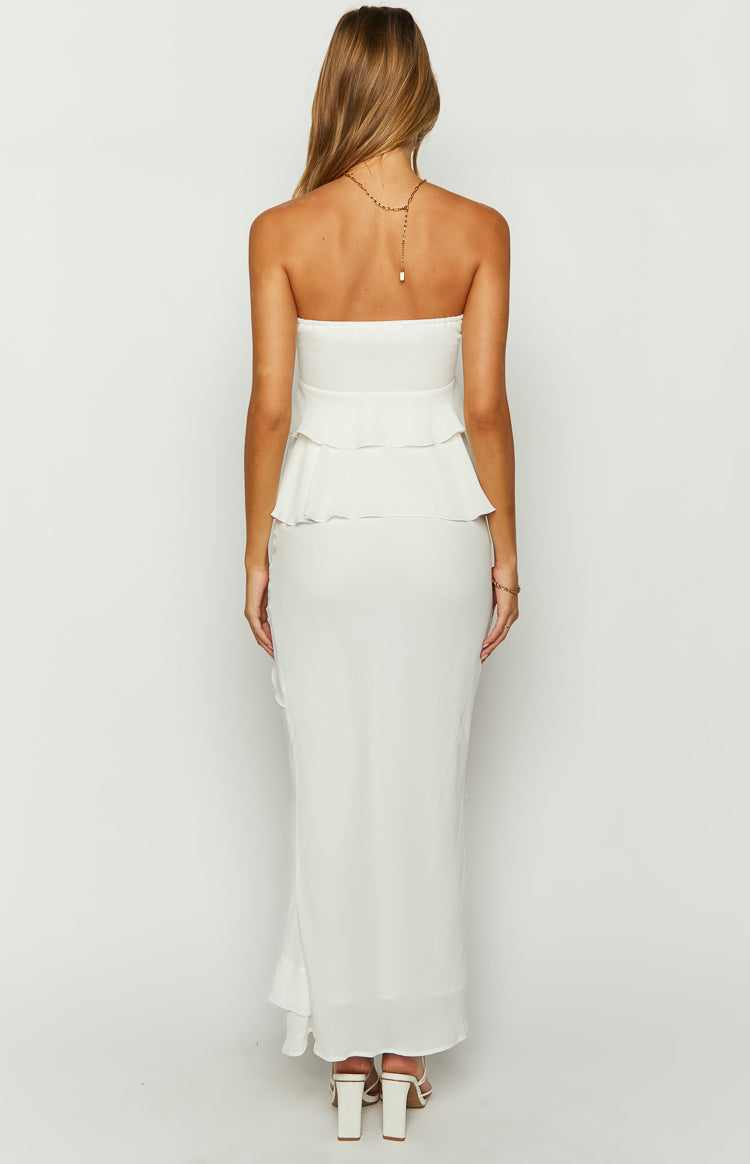 Raleigh White Ruffle Maxi Skirt Image
