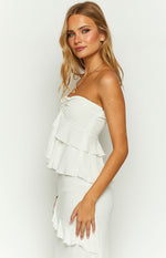 Raleigh White Ruffle Strapless Top Image