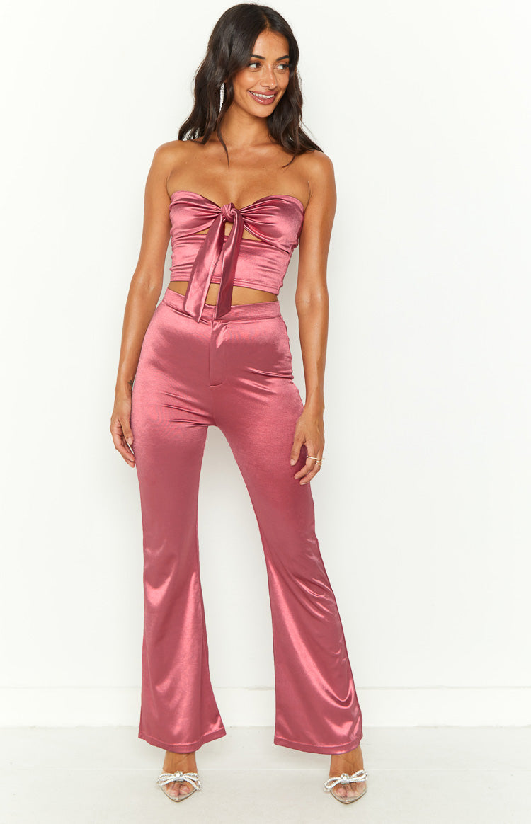 Raynah Pink Strapless Tie Front Top Image