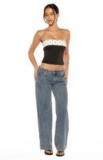 Reece Black Polka Dot Strapless Top