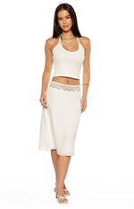 Reighn White Lace Detail Midi Skirt Image