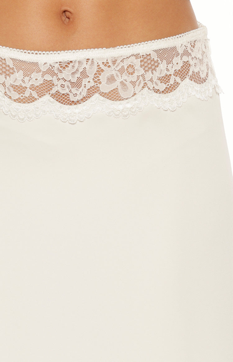 Reighn White Lace Detail Midi Skirt Image