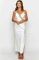Renaissance White Satin Maxi Dress Image