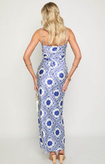 Renesmee Navy Tile Print Maxi Dress Image