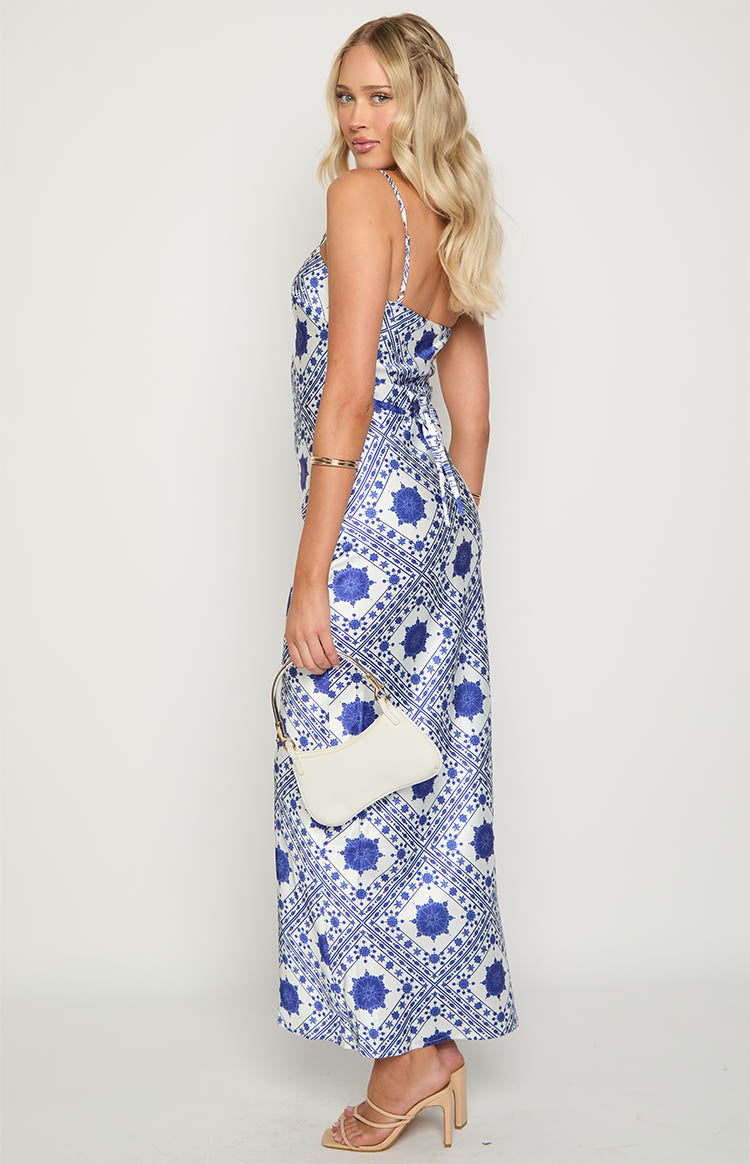 Renesmee Navy Tile Print Maxi Dress Image