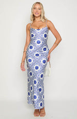 Renesmee Navy Tile Print Maxi Dress Image