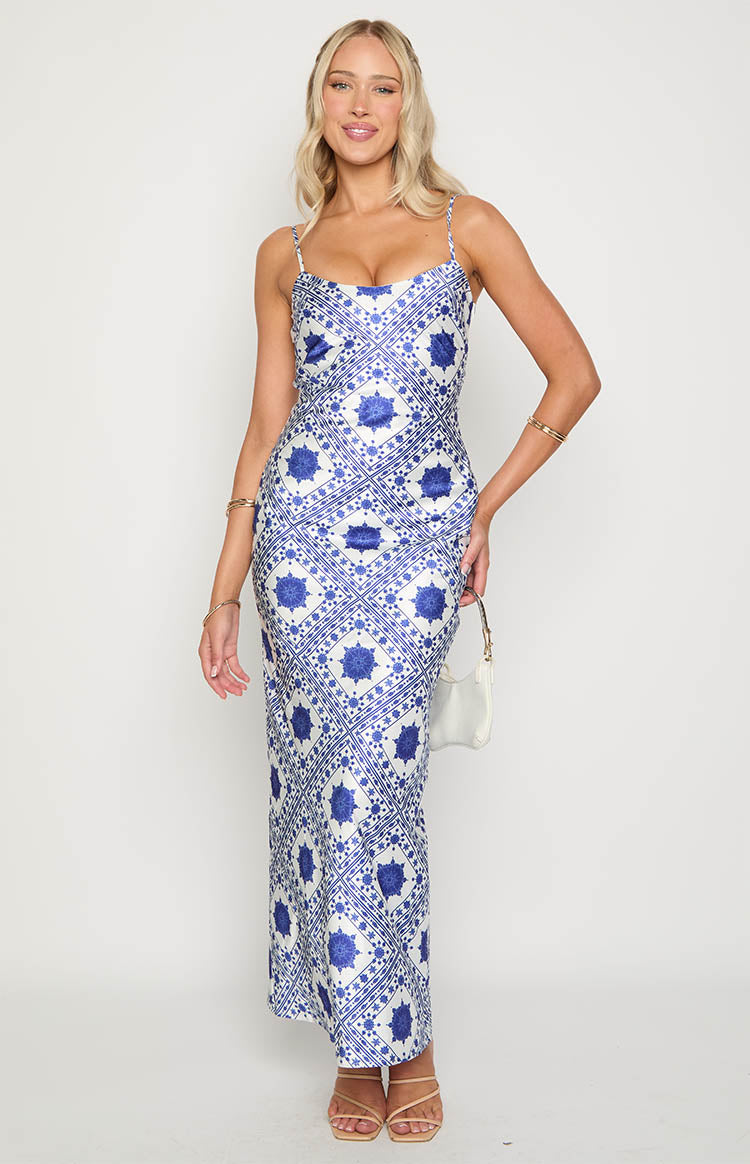 Renesmee Navy Tile Print Maxi Dress Image