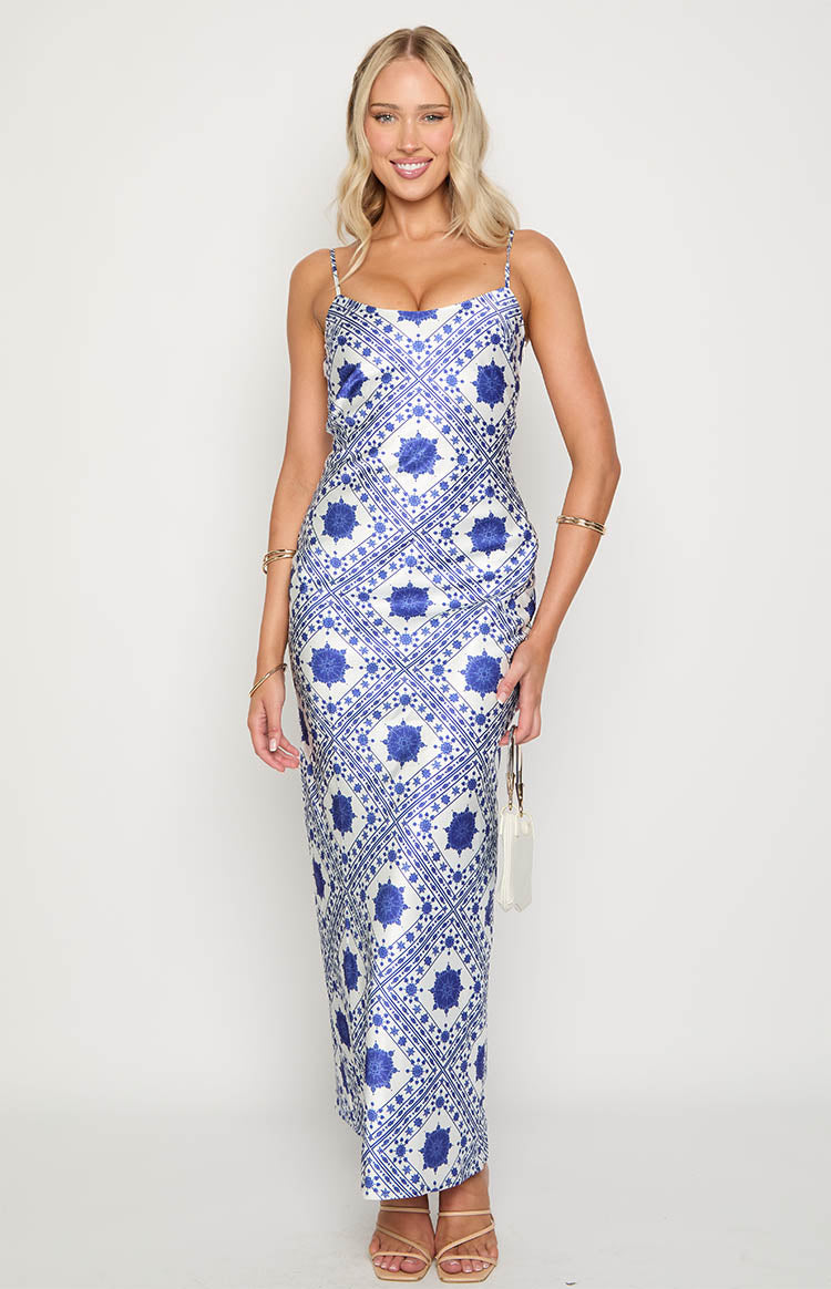 Renesmee Navy Tile Print Maxi Dress Image