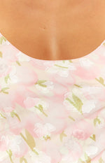 Rennie Pink Floral Chiffon Mini Dress Image