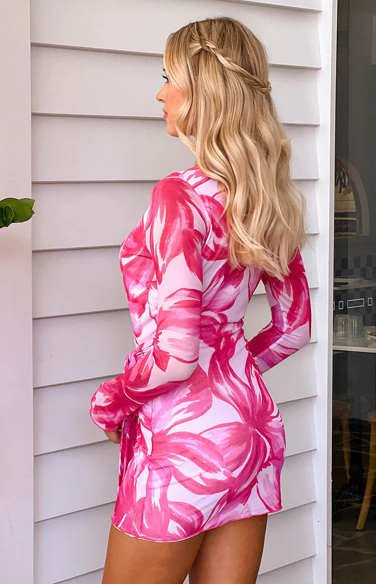 Florenta Pink Floral Mini Dress