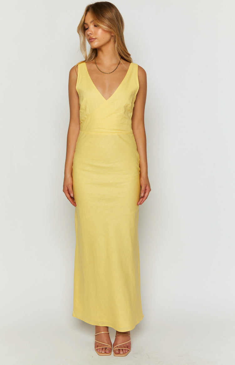 Resorts Yellow Linen Blend Maxi Dress Image