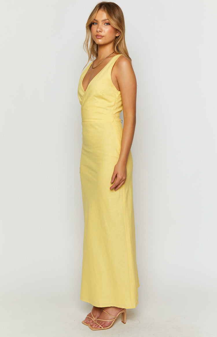 Resorts Yellow Linen Blend Maxi Dress Image